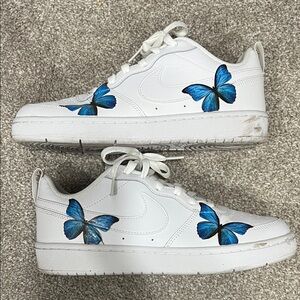 Nike Kids White and Blue Butterfly Sneakers